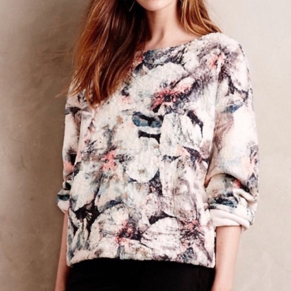 Anthropologie | LA VI Omna Floral Sweater Small